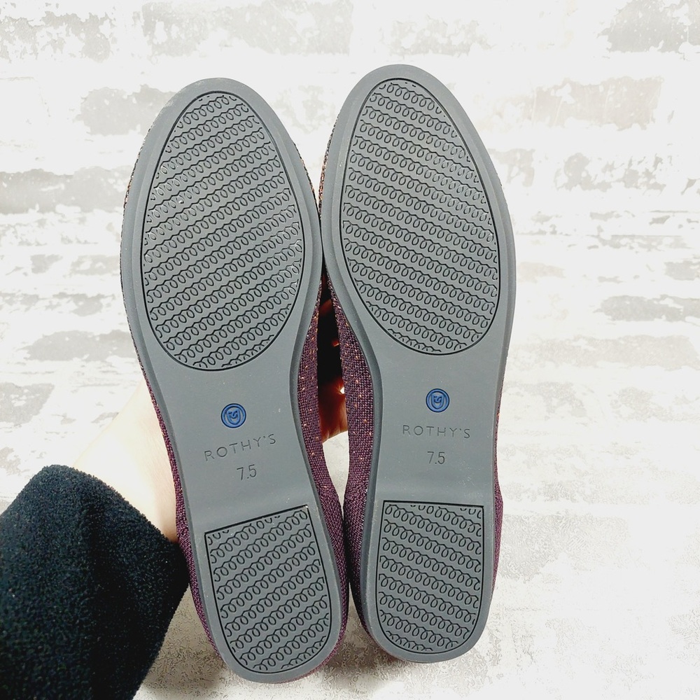 NEW Rothy's Burgundy Eggplant Metallic Ombre Slip-On Shoes Knit Loafers O640 - Picture 6 of 8